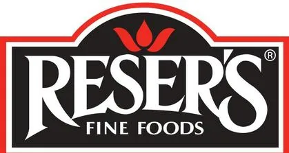 Resers Fine foods logo in white color on black background