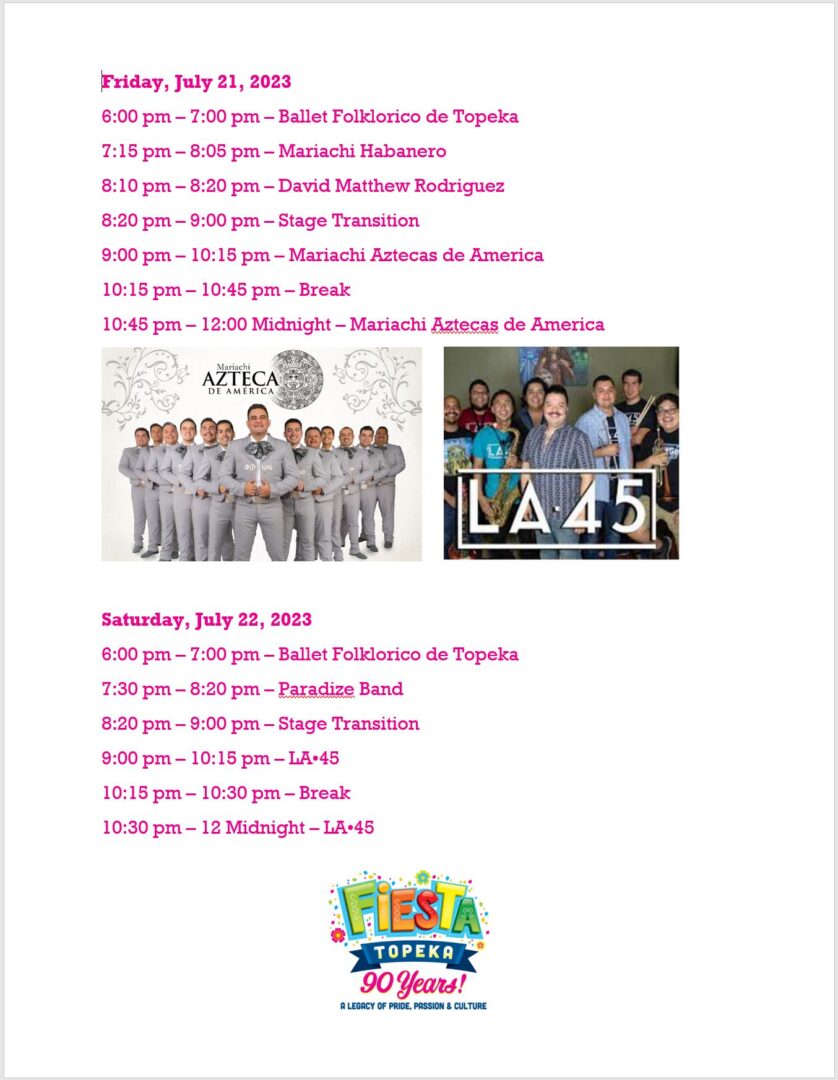 Fiesta Topeka Entertainment Schedule